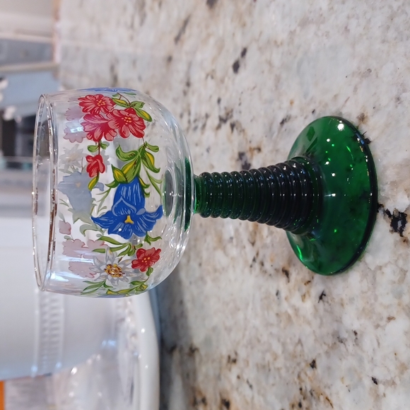 Adorable Vintage Romer Goblet Set of 2 Glasses. Ribbed Stem. France 🇫🇷 - Picture 1 of 4